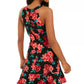 Vestido feminino BCX com babados e estampa floral, vermelho, tamanho 5