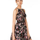 Vestido bordado Illusion Fit &amp; Flare BCX Juniors, preto, tamanho 1