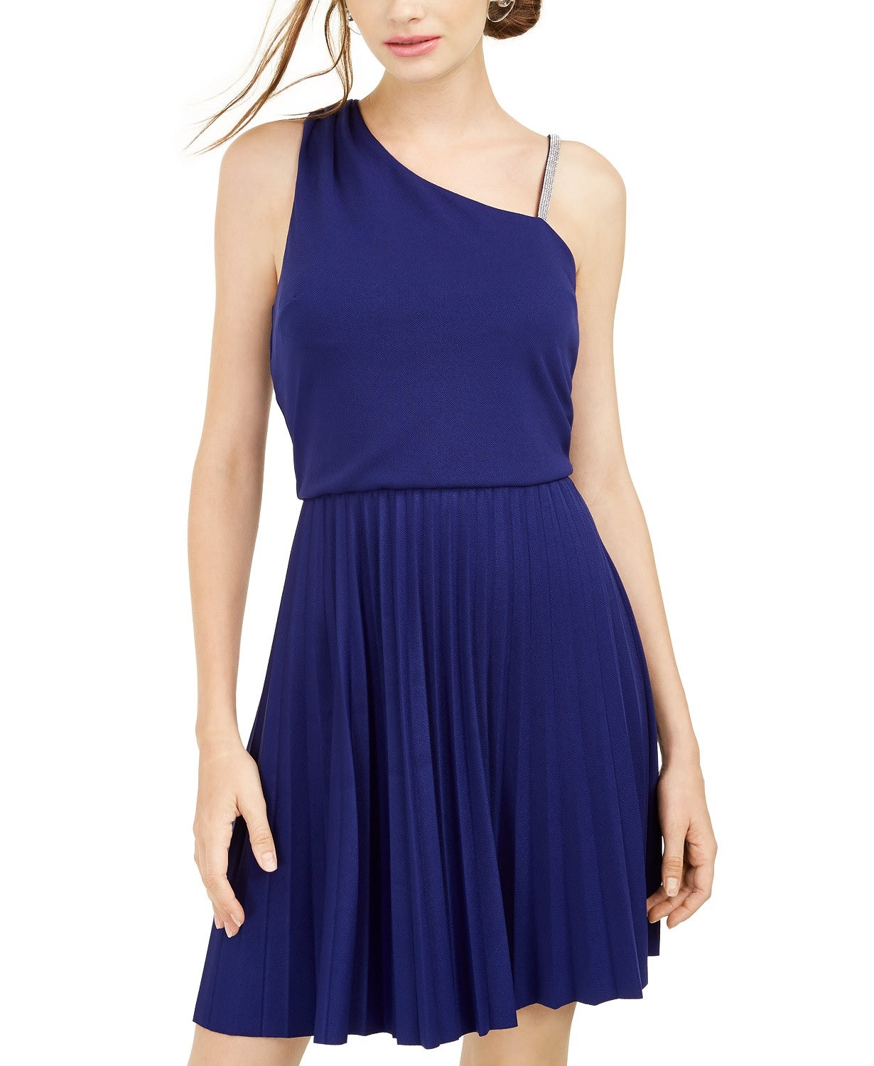 Vestido assimétrico feminino BCX azul tamanho extra pequeno