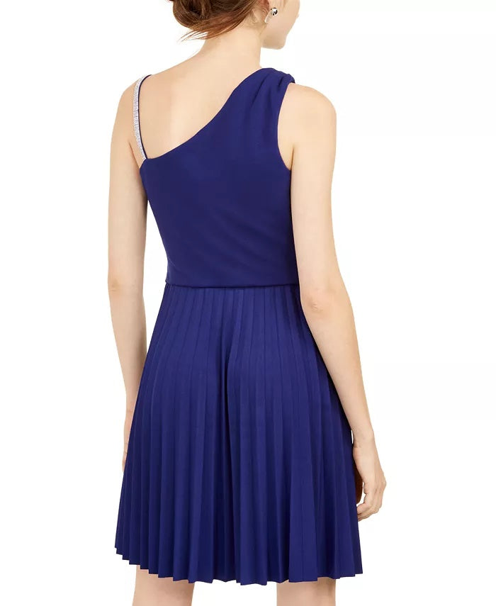 Vestido assimétrico feminino BCX azul tamanho grande