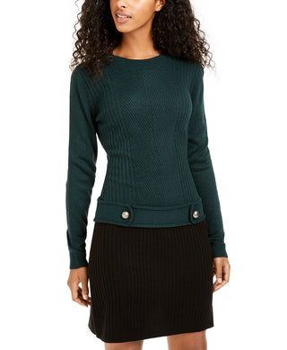 BCX Juniors' Colorblocked Drop-Waist Sweater Dress Green Size Medium