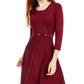 Vestido feminino Bcx com ilhós e cintura evasê, tamanho médio, vermelho