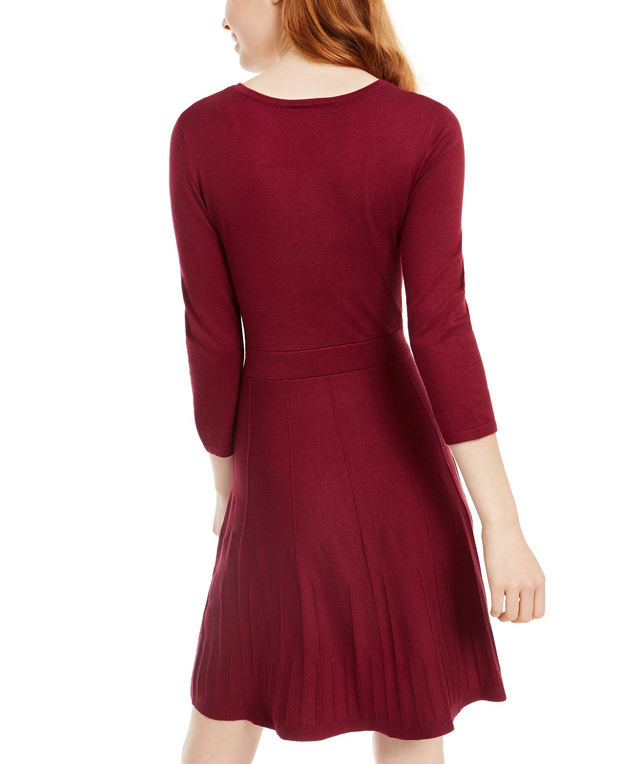 Vestido feminino Bcx com ilhós e cintura evasê, tamanho médio, vermelho