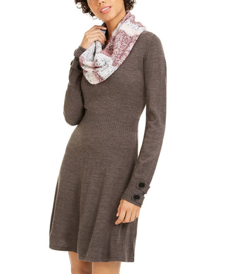 BCX Juniors' Striped Scarf & Sweater Dress Pat Red Size X-Small