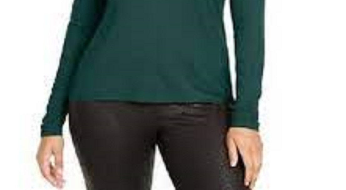 Blusa feminina Thalia Sodi com babados e um ombro só, verde escuro, tamanho médio