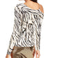 Blusa feminina Thalia Sodi com decote ombro a ombro, branca, tamanho X-S