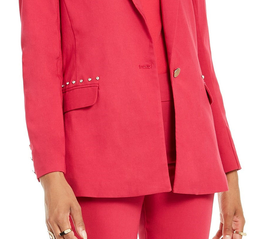 Blazer feminino Thalia Sodi com bolsos cravejados, rosa, tamanho pequeno