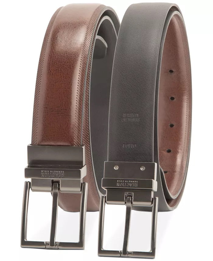 Cinto reversível Kenneth Cole Reaction Comfort Stretch masculino tamanho Espresso extra grande
