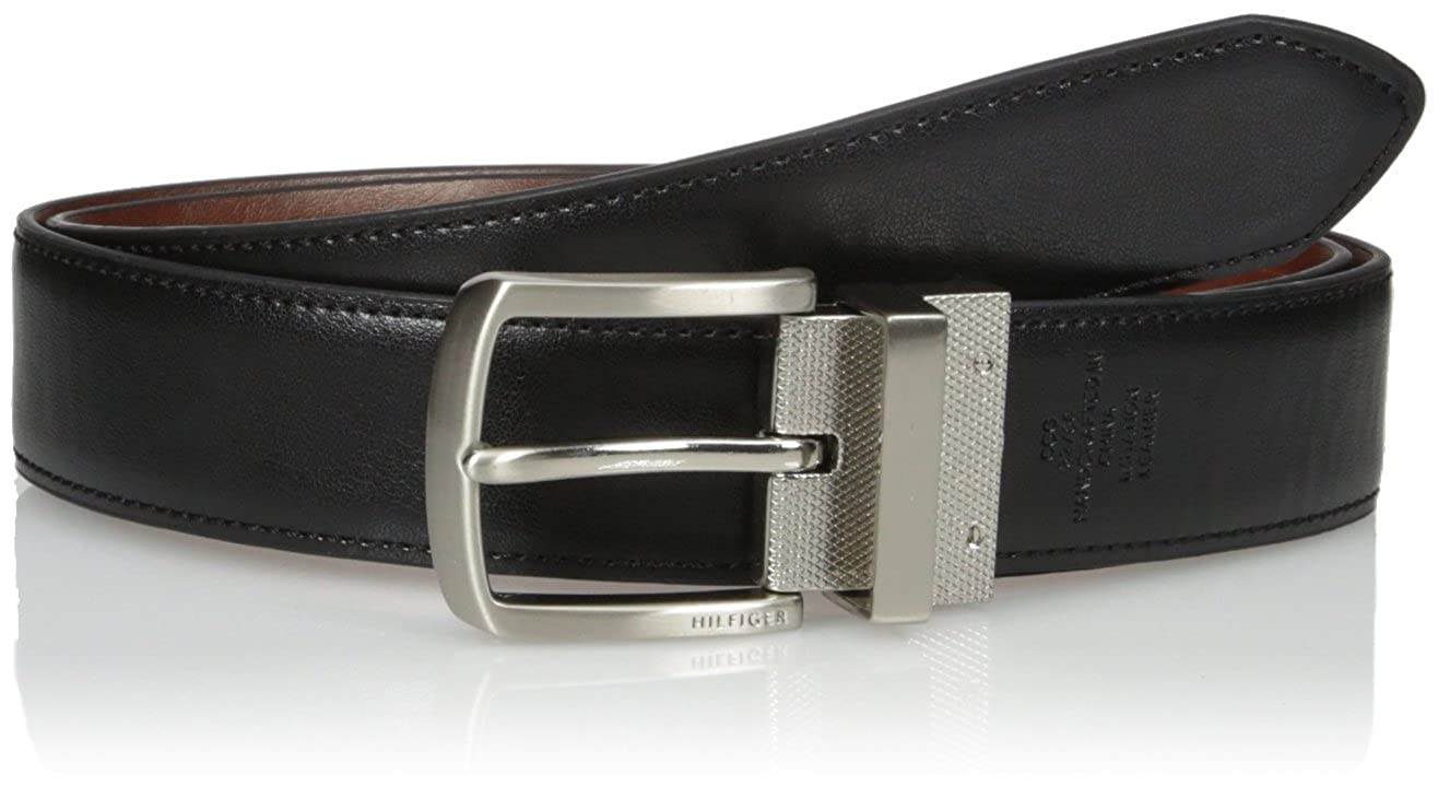 Cinto reversível de couro masculino Tommy Hilfiger, cinza, tamanho 32
