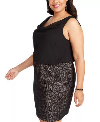 BCX Women's Trendy Plus Size Lace-Skirt Sheath Dress Black Size X-Large