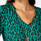 Blusa peplum com mangas bufantes estampadas Thalia Sodi, tamanho médio, verde