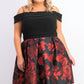 Vestido plus size moderno com ombros à mostra Morgan &amp; Company feminino, preto, tamanho 18