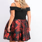 Vestido plus size moderno com ombros à mostra Morgan &amp; Company feminino, preto, tamanho 18