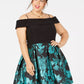 Vestido moderno de ombro caído feminino Morgan &amp; Company, preto, tamanho 20W