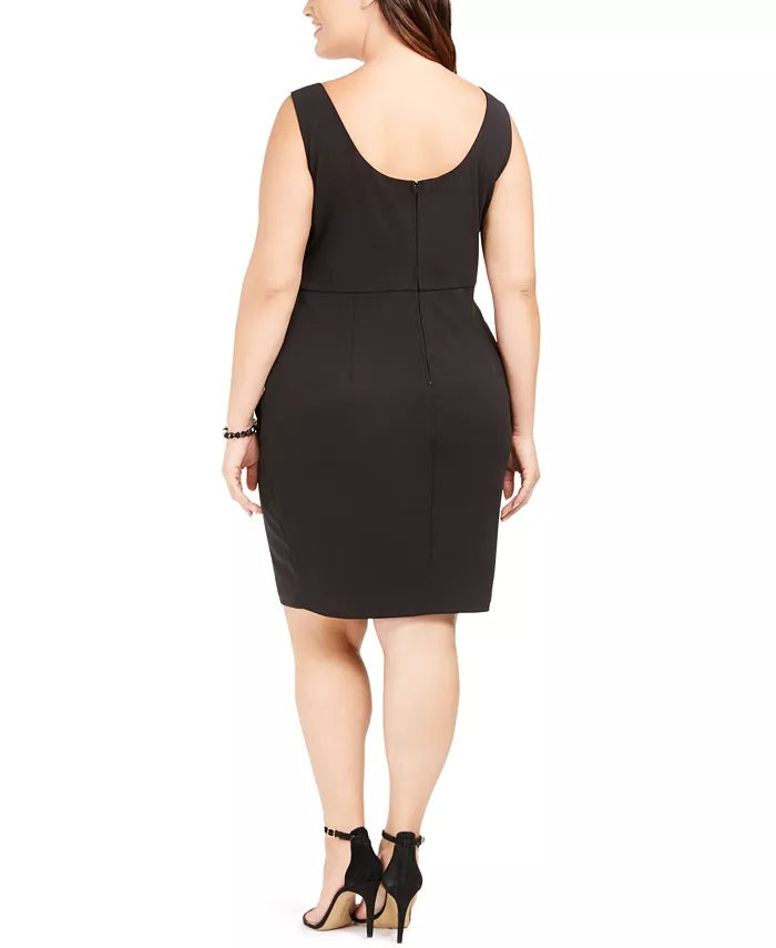 Vestido assimétrico plus size da Bcx feminino, preto, tamanho 3, extra grande