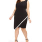 BCX Vestido assimétrico plus size feminino, preto, com detalhes na moda, tamanho XX-G