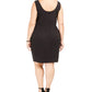 BCX Vestido assimétrico plus size feminino, preto, com detalhes na moda, tamanho XX-G
