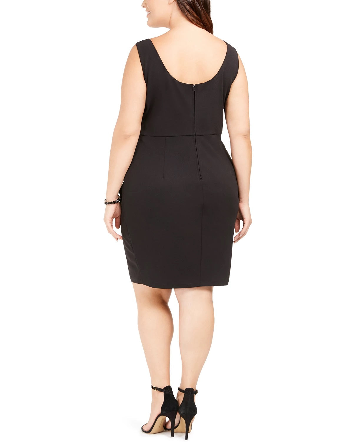 BCX Vestido assimétrico plus size feminino, preto, com detalhes na moda, tamanho XX-G