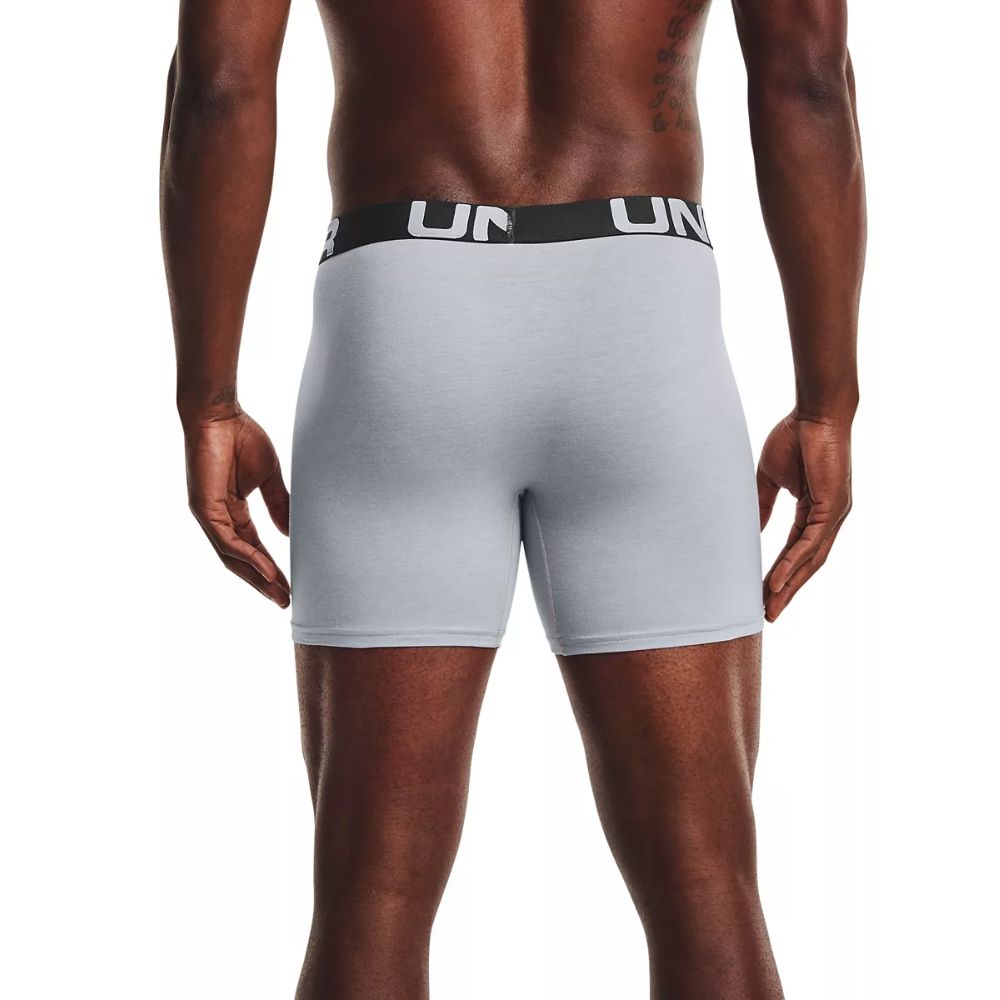 Under Armour Cueca Boxer Masculina Grande, Pacote com 3, Cinza, Tamanho Grande