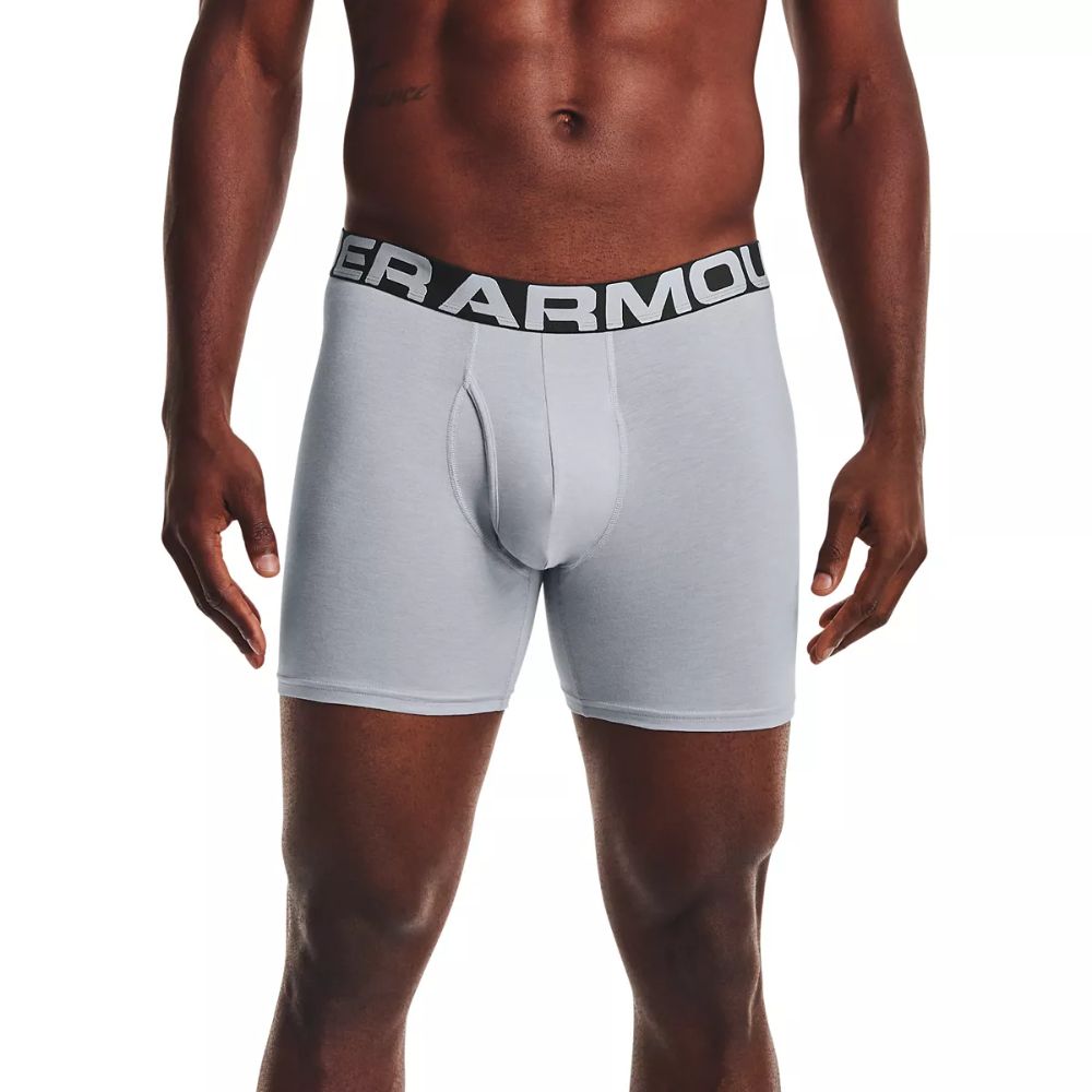 Under Armour Cueca Boxer Masculina Grande, Pacote com 3, Cinza, Tamanho Grande