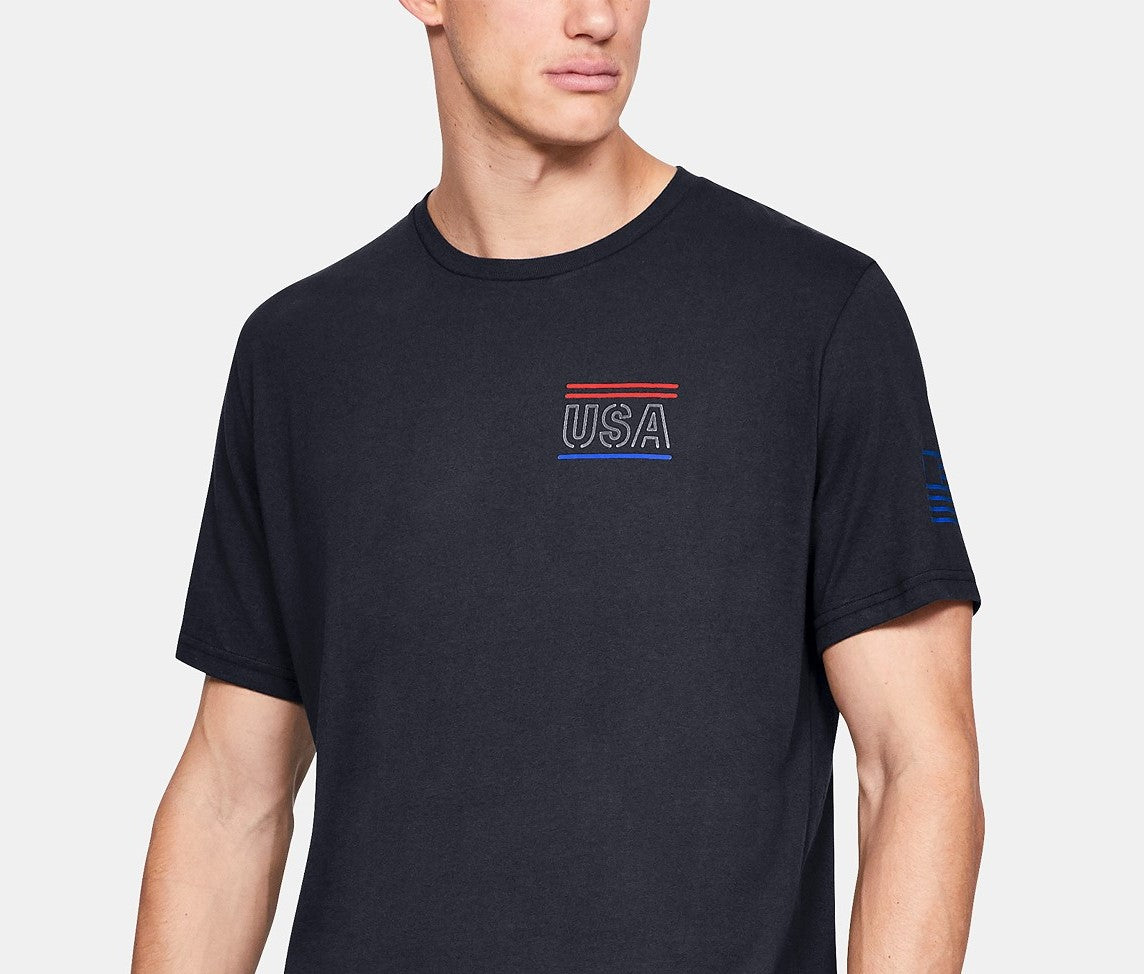 Camiseta gráfica masculina Under Armour, preta, tamanho pequeno