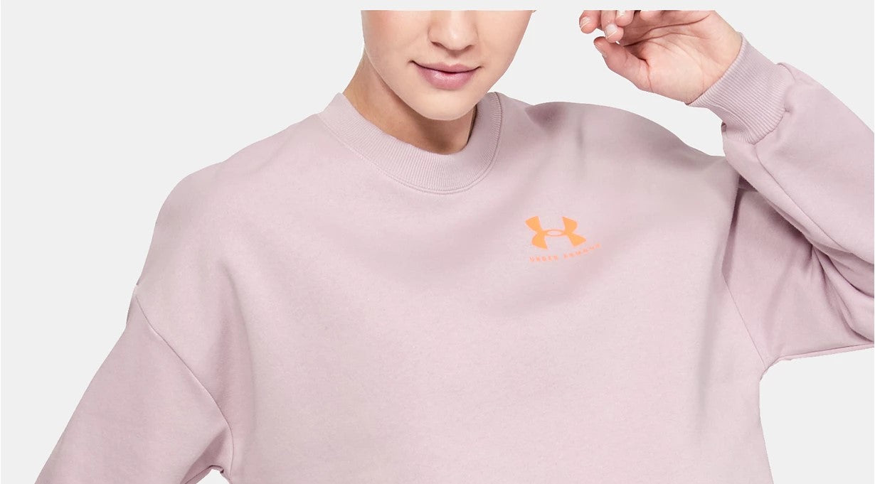 Moletom feminino Under Armour Rival Fleece Cropped Rosa Tamanho Grande