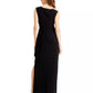 Vestido de festa feminino Alex Evenings bordado com franzidos laterais, tamanho 8 - preto, tamanho 8