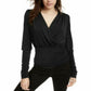 Blusa de malha franzida feminina Leyden, preta, tamanho grande