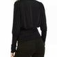 Blusa de malha franzida feminina Leyden, preta, tamanho grande