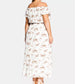 Vestido feminino City Chic Plus Size com estampa floral e ombros à mostra, tamanho 16, branco