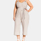 Macacão curto listrado carmim plus size da City Chic feminino cinza tamanho 16