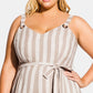 Macacão curto listrado carmim plus size da City Chic feminino cinza tamanho 16