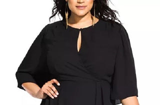 City Chic Women's Trendy Plus Size Jolie Wrap Dress Black Size 22W