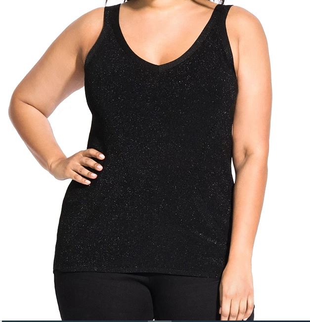 Blusa de malha com decote em V da City Chic, feminina, moderna, preta, tamanho 24W