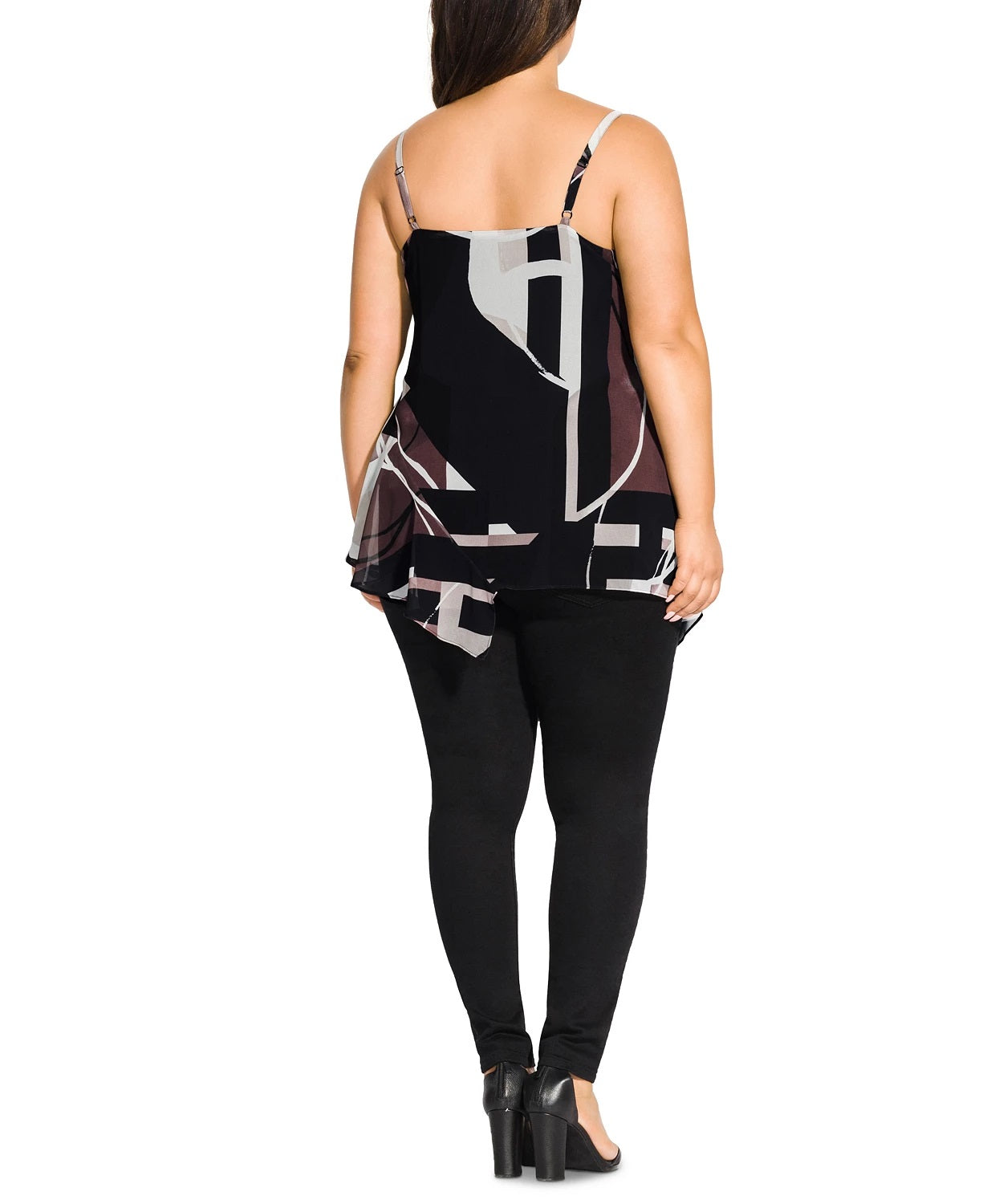 Blusa estampada City Chic Plus Tank-Top feminina marrom tamanho 24W