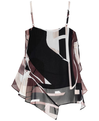 City Chic Women's Plus Tank- Top Printed Blouse Brown Size 24W