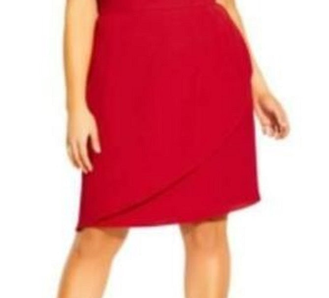 Vestido envelope falso plus size da City Chic feminino, tamanho 18W, vermelho brilhante