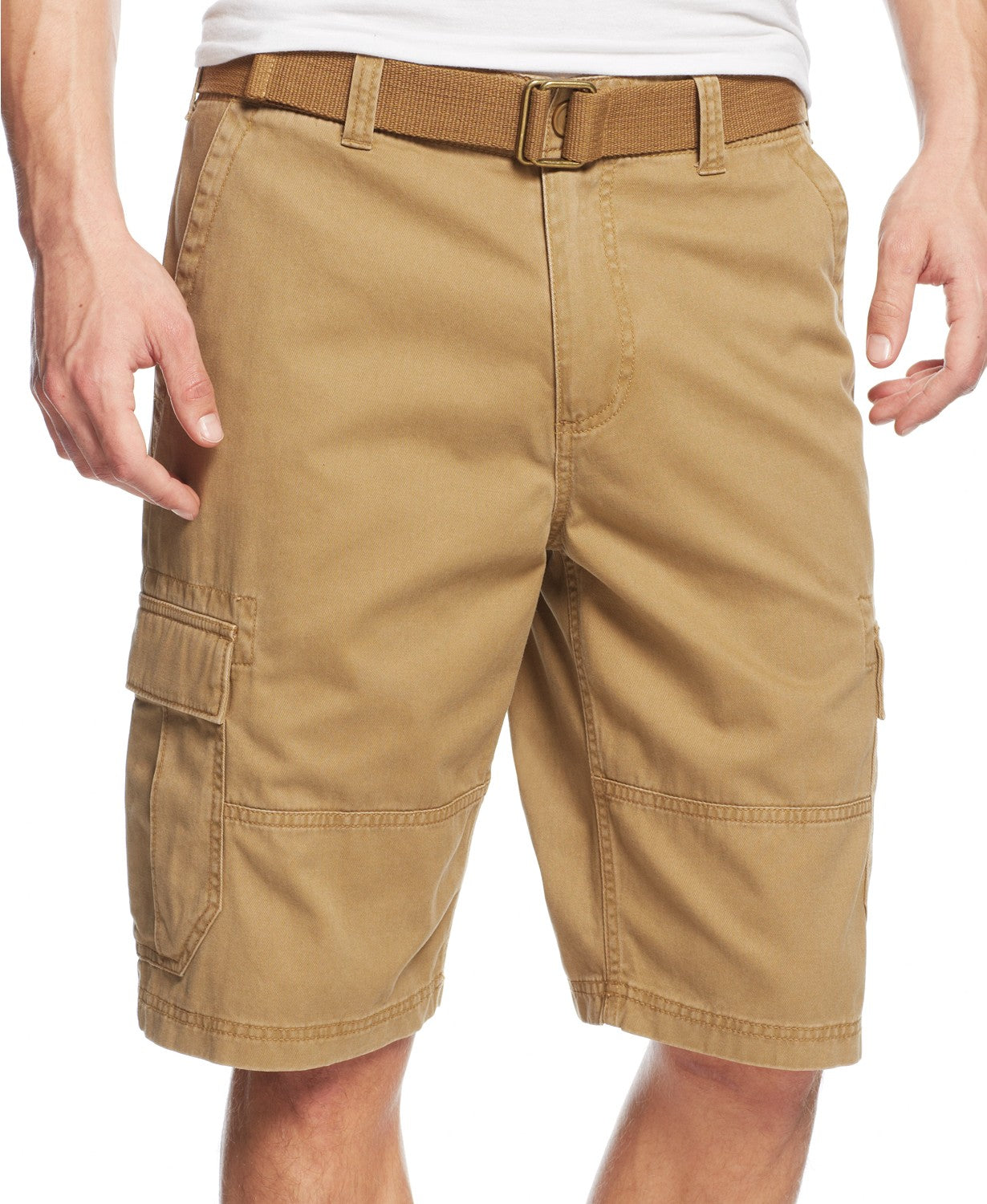 Shorts cargo relaxados com cinto American Rag masculino bege tamanho 30