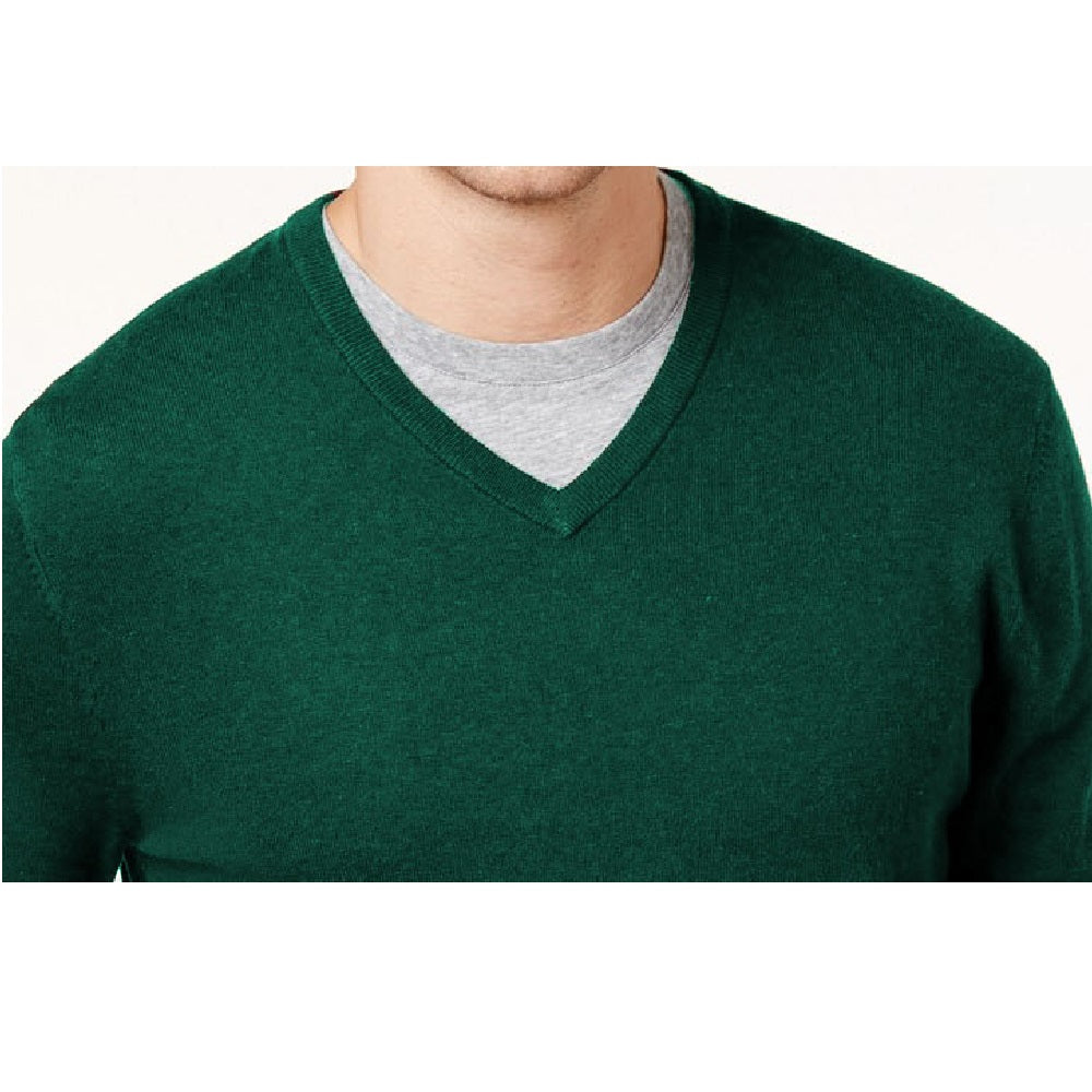 Suéter masculino Alfani com decote em V, verde-capa, tamanho pequeno