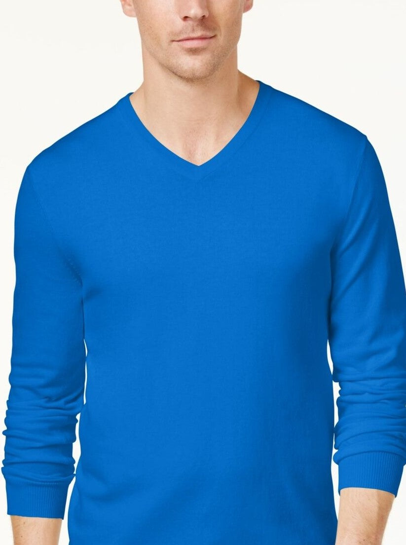 Suéter Alfani Masculino Gola V Azul Tamanho 3 Extra Grande