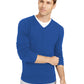 Suéter de algodão com decote em V liso Alfani masculino, azul, tamanho pequeno