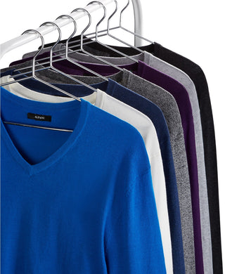 Suéter de algodão com decote em V liso Alfani masculino, azul, tamanho pequeno