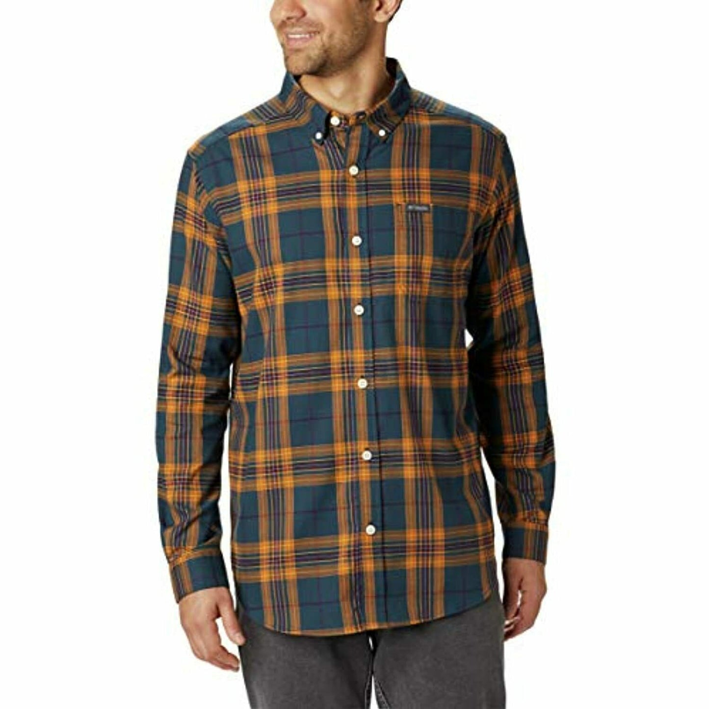 Camisa Columbia Rapid Rivers II Manga Longa Masculina Amarela Tamanho P