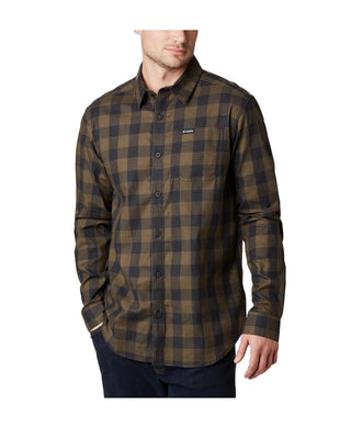 Camisa xadrez Columbia Vapor Ridge III masculina bege, tamanho pequeno