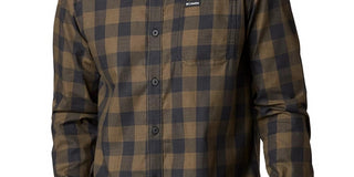 Camisa xadrez Columbia Vapor Ridge III masculina bege, tamanho pequeno