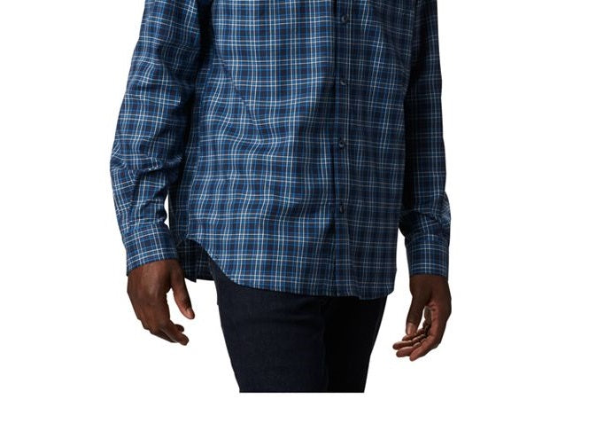 Camisa xadrez Columbia Vapor Ridge III masculina, azul, tamanho 2, extra grande