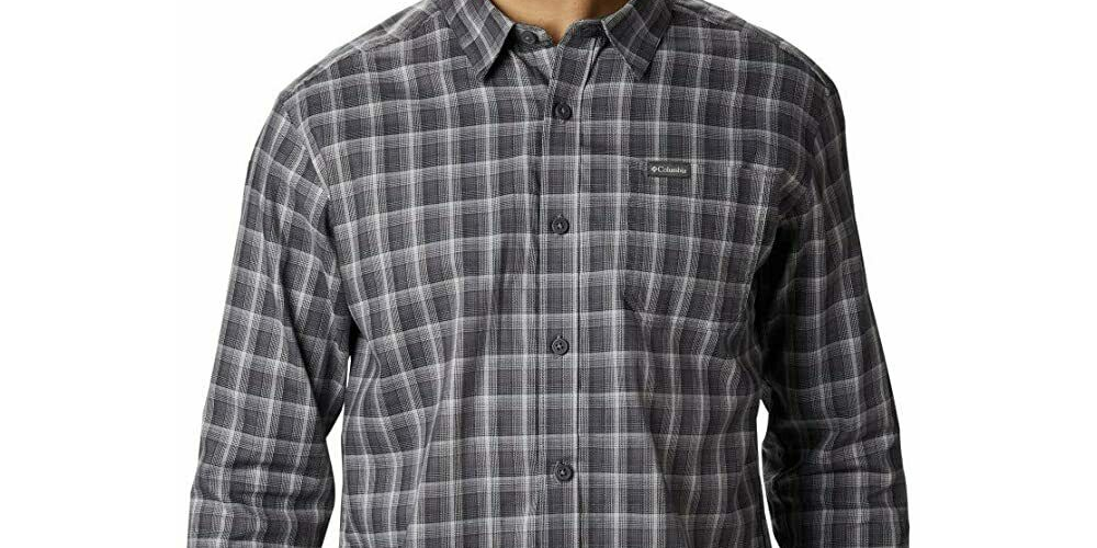 Camisa xadrez Columbia Vapor Ridge III masculina, cor carvão, tamanho pequeno