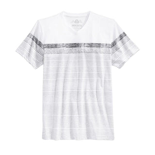 Camiseta listrada masculina American Rag com decote em V, cinza, tamanho grande
