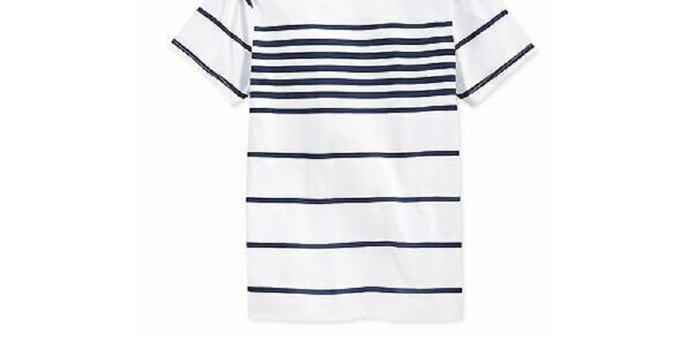 Camiseta masculina listrada American Rag com decote em V, tamanho natural pequeno
