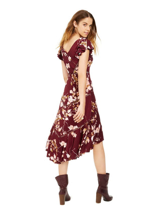 Vestido midi feminino Taylor com acabamento em crochê, vermelho, tamanho 2